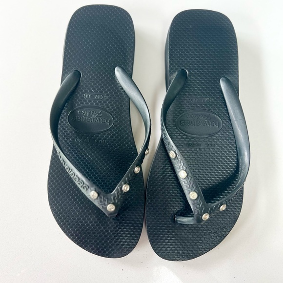 Havaianas Fashion Platform Flip Flops Sandals with Rhinestones - Picture 3 of 6